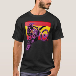 Camiseta Dirt Bike Rider Motorbike Retro Racer Spain Flag M