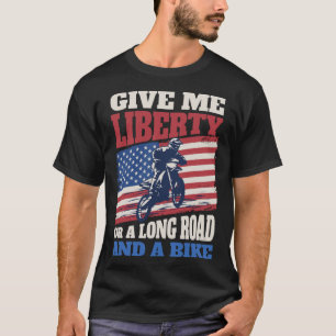 Camiseta Dirt Bike USA Flag Motocross 4 de julio Long Road