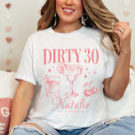 Camiseta Dirty Thirty 30th Birthday Fiesta Personalizado co<br><div class="desc">Entre en sus treinta años con estilo y sass con nuestro sucio Personalizado de 30 años que coincide con una camiseta! Diseñado para hacer inolvidable su celebración, este vibrante tee rosa de coral grita "diversión de cumpleaños" más fuerte que las velas de tu pastel. Ya sea que usted sea el...</div>