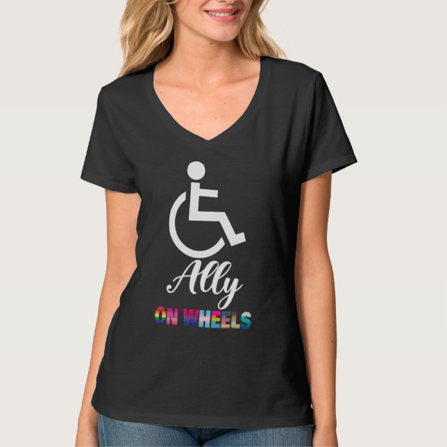 Camiseta Disability Pride Awareness   Ally On Wheels Wheelc (Anverso)