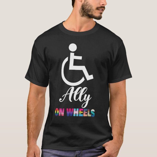 Camiseta Disability Pride Awareness   Ally On Wheels Wheelc (Anverso)