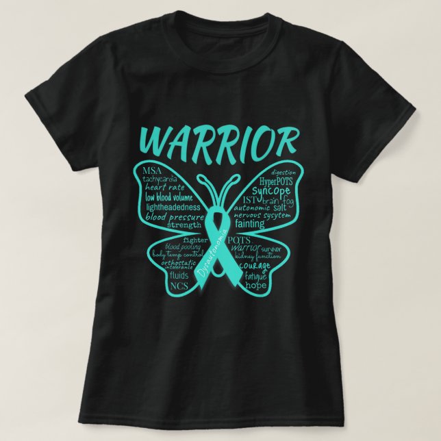 Camiseta Disautonomia Awareness POTS HyperPOTS NCS Warrior (Diseño del anverso)
