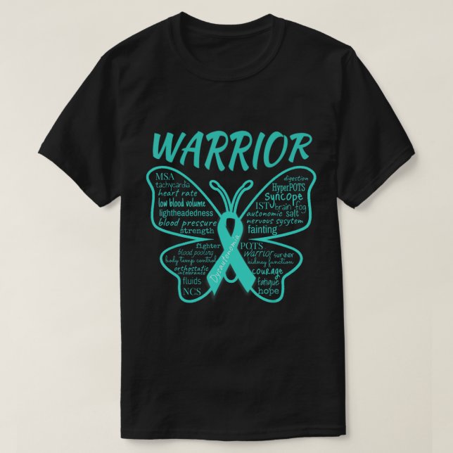 Camiseta Disautonomia Awareness POTS HyperPOTS NCS Warrior (Diseño del anverso)