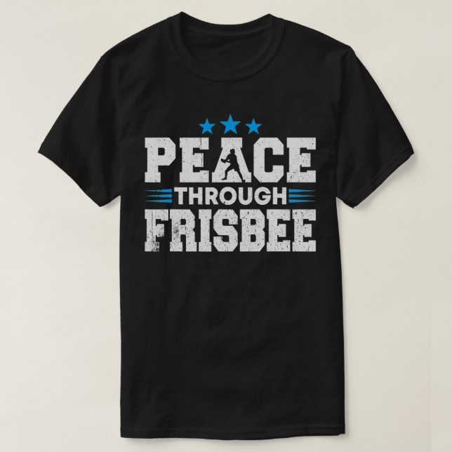 Camiseta Disc Golf Player Peace through Ultimate Frisbee Pl (Diseño del anverso)