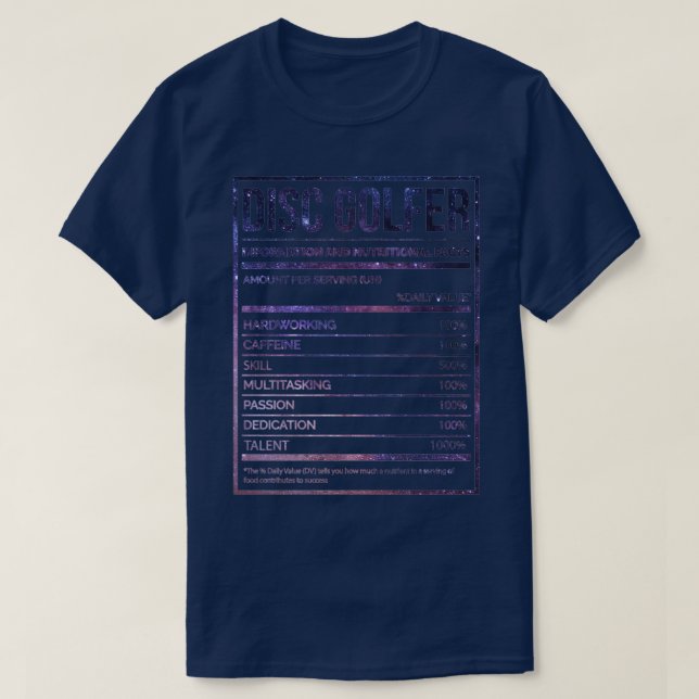 Camiseta Disc Golfer Funny Disc Golf Nutrition Label (Diseño del anverso)