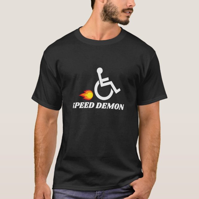 Camiseta Discapacidad de la silla de ruedas Demon Speed (Anverso)