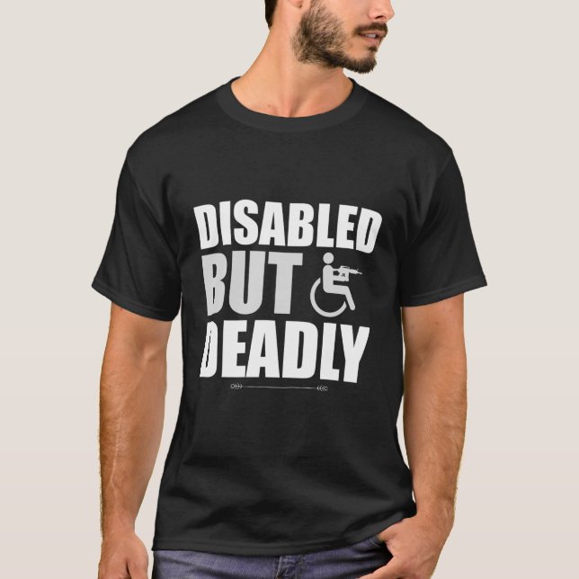 Camiseta Discapacitado pero mortal veterano advierte a los  (Anverso)