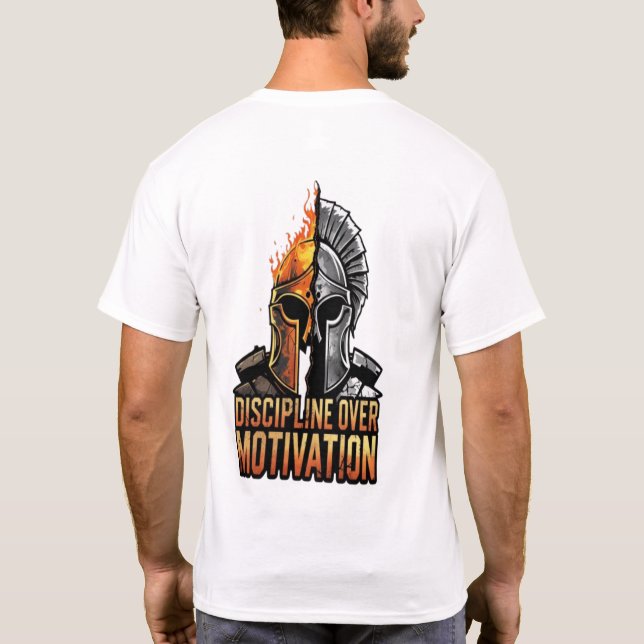 Camiseta Disciplina sobre motivación - Guerrero espartano (Reverso)