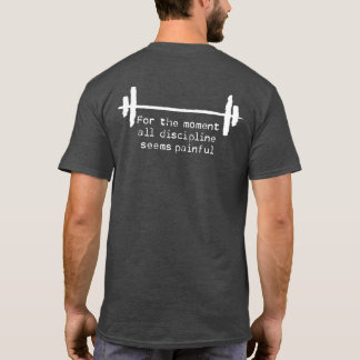 Camiseta disciplinaria con texto blanco bruto