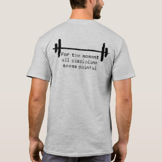 Camiseta disciplinaria con texto negro áspero