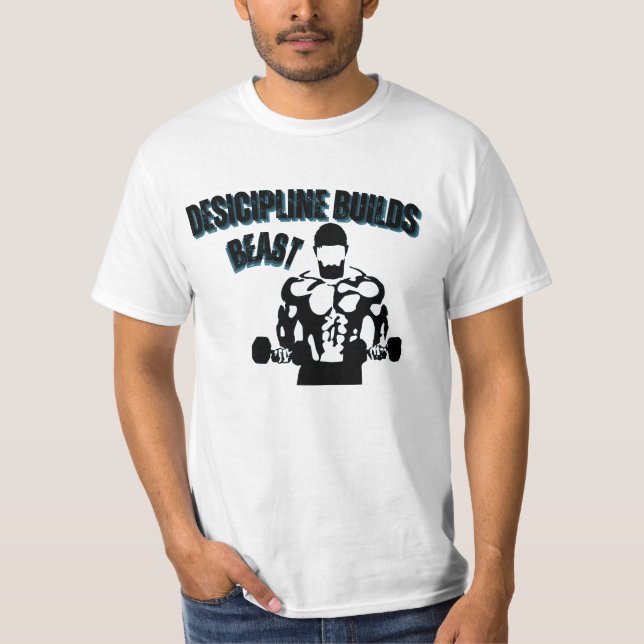 Camiseta Discipline Over Motivation — Build That Body  (Anverso)