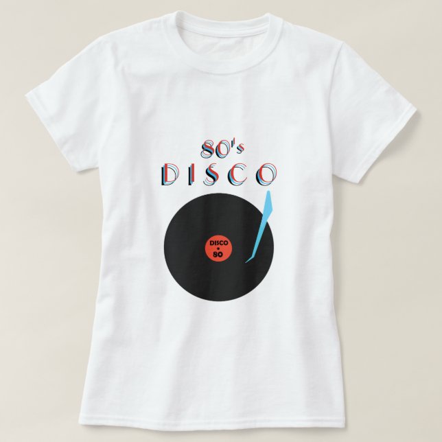 Camiseta Disco 80's - Fiesta retro - blanco (Diseño del anverso)