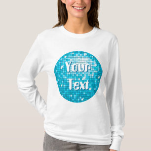 Camiseta Disco Azulejos azul 'Tu texto' de manga larga redo