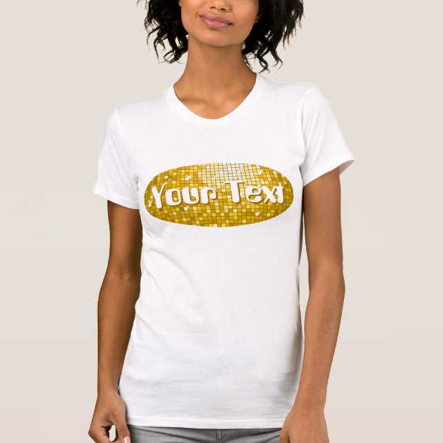 Camiseta Disco Azulejos "Gold" 'Your Text' mujeres ovaladas (Anverso)