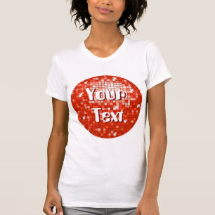 Camiseta Disco Azulejos Rojos 'Tu texto' mujeres redondas b