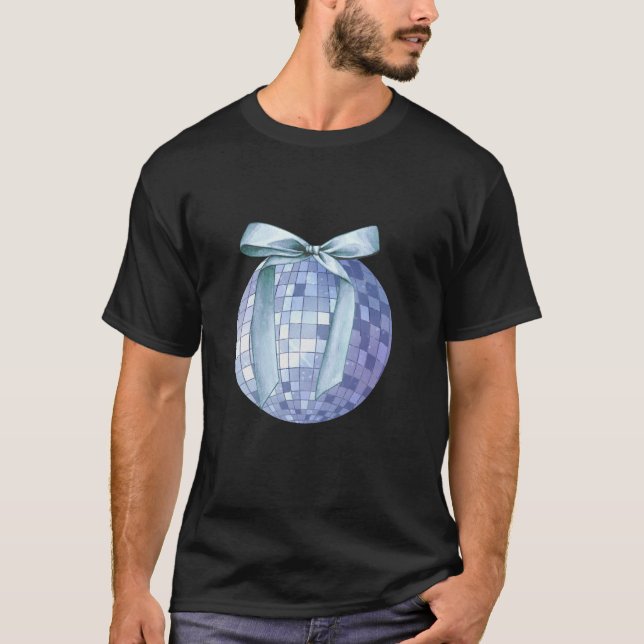Camiseta Disco Ball Blue Bow Coquette Girly Aesthetic (Anverso)