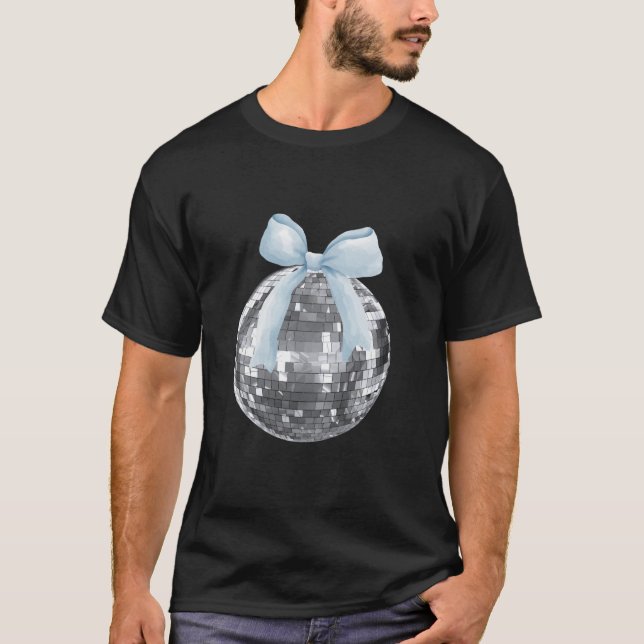 Camiseta Disco Ball Blue Bow Coquette Girly Aesthetic (Anverso)