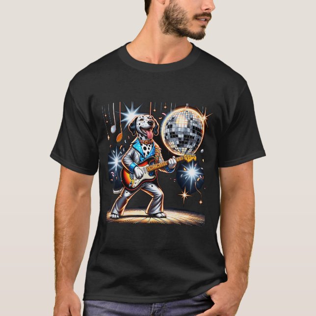 Camiseta Disco Ball Guitar Dalmatian Dog Men Women Kids  (Anverso)