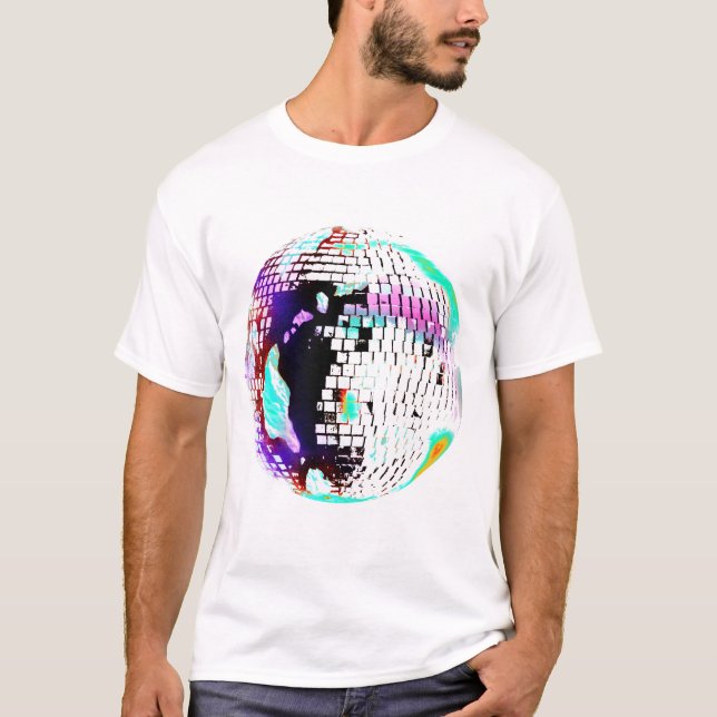 Camiseta Disco Ball Retro Neon 70s 80s T-Shirt  (Anverso)