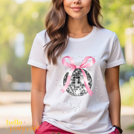 Camiseta Disco Ball T-shirt with Pink Bow