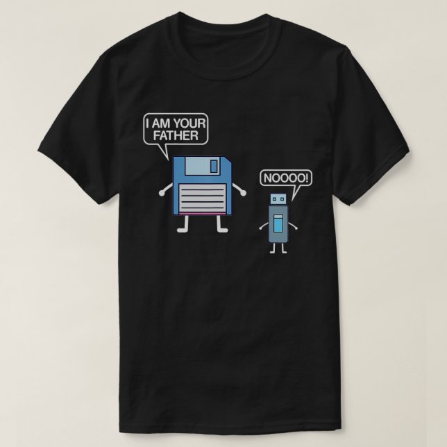 Camiseta Disco de disquete USB Soy tu equipo padre Geek (Diseño del anverso)
