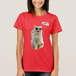 Camiseta Disco de Golf Divertido Gato Persa Blanco