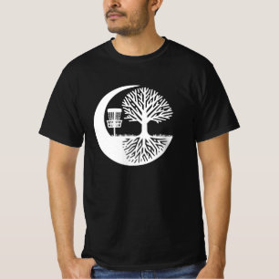Camiseta Disco de golf y raíces de árboles en blanco y negr