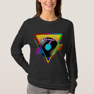 Camiseta Disco de Música de Vinilo Colorido Arcoíris Retro