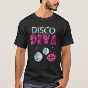 Camiseta Disco Diva Ladies Disco Gold Ball Plata Red Litros