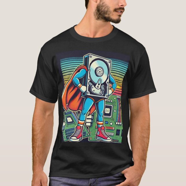 Camiseta Disco duro de superhéroes retro - Inspirado en la  (Anverso)
