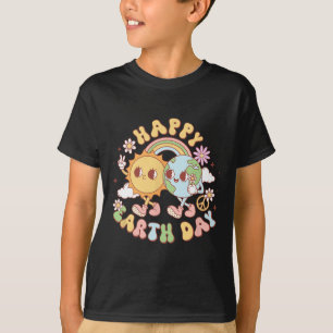 Camiseta Disco Groovy Happy Earth Day Peace Sun and Earth