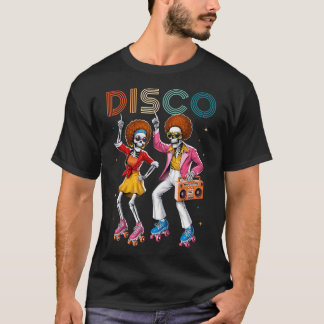 Camiseta Disco Music Dancing Skeleton Retro Dance Party 70S