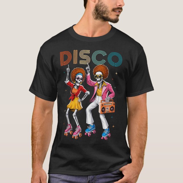 Camiseta Disco Music Dancing Skeleton Retro Dance Party 70S (Anverso)