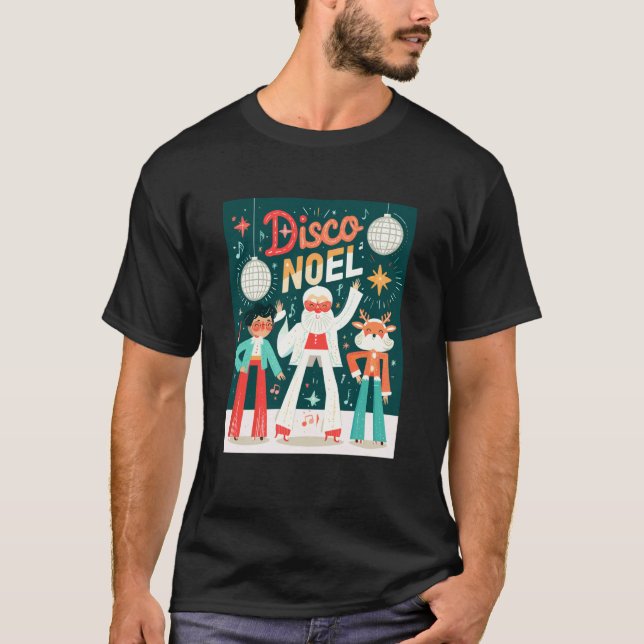 Camiseta Disco Noel Retro Fiesta de Navidad Funky Estilo Sa (Anverso)