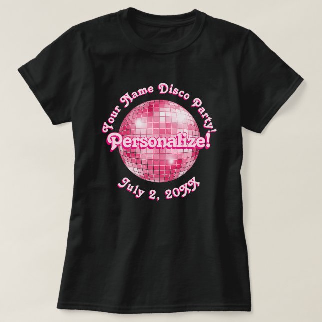 Camiseta Disco Óptica Retro Rosa PERSONALIZADA (Diseño del anverso)
