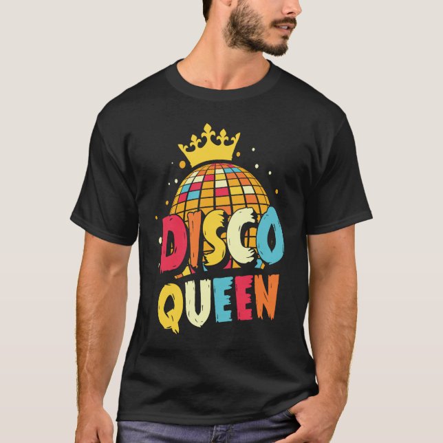 Camiseta Disco Queen 1970s Retro Party 70s Matching Hallowe (Anverso)