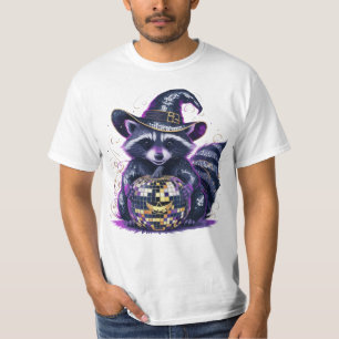 Camiseta Disco Raccoon Halloween T-Shirt - Vibrante Witch H