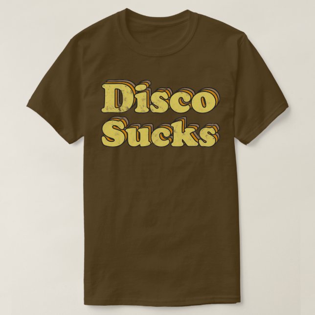 Camiseta Disco Sucks Retro Arte de Palabras de los 70 (Diseño del anverso)
