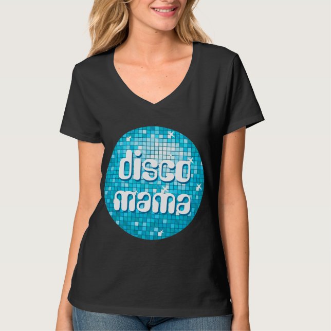 Camiseta Disco Tiles Blue 'disco mama' v-neck (Anverso)