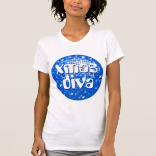 Camiseta Disco Tiles Dark Blue 'xmas diva' petite white