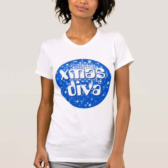 Camiseta Disco Tiles Dark Blue 'xmas diva' petite white (Anverso)