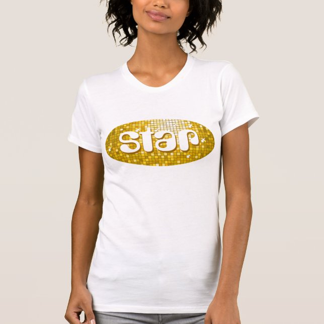 Camiseta Disco Tiles "Gold" 'star' señoras petit white (Anverso)