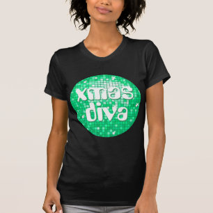 Camiseta Disco Tiles Jade 'xmas diva' damas petit black