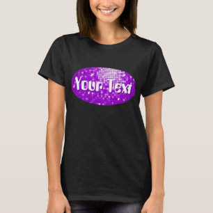 Camiseta Disco Tiles Purple Your Text oval i-shirt negro