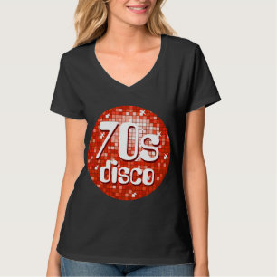 Camiseta Disco Tiles Rojo 'Disco de los 70' mujeres negro v