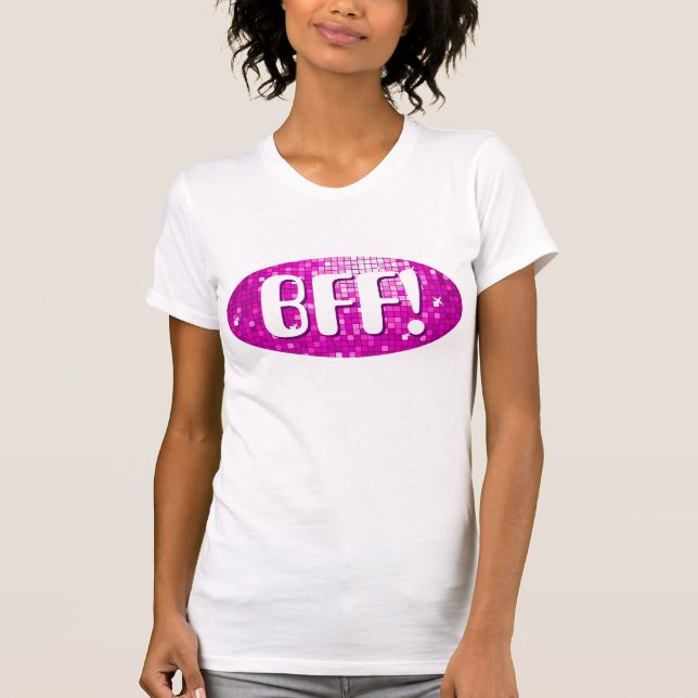 Camiseta Disco Tiles Rosa 'BFF!' señoras petit white (Anverso)