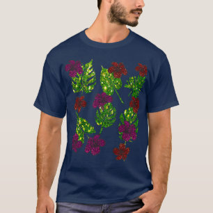 Camiseta Disco Tropical Monstera Deliciosa hoja verde y r
