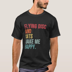 Camiseta Disco Volador Y Gatos Me Hacen Feliz Gracioso