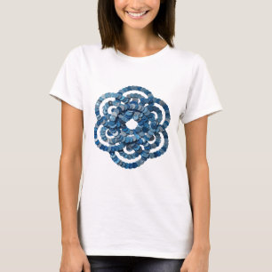 CAMISETA DISCOS AZULES BRILLANTES ADORNADOS CON BRILLOS Y L