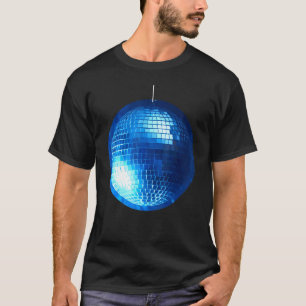 Camiseta Discoteca Fiebre De Bolas Plata Y Purpurina Azul B